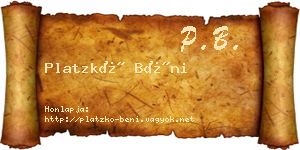 Platzkó Béni névjegykártya